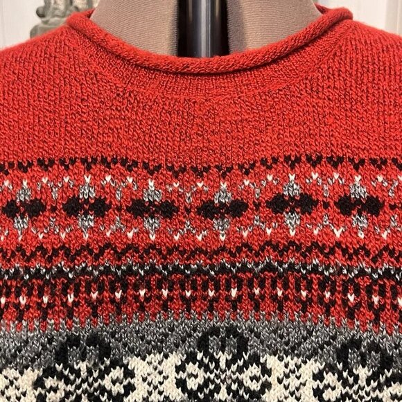 Carolyn Taylor Ski Sweater. Size Large. Red Fuzzy Knit Acrylic Poly. B74 - Picture 2 of 5